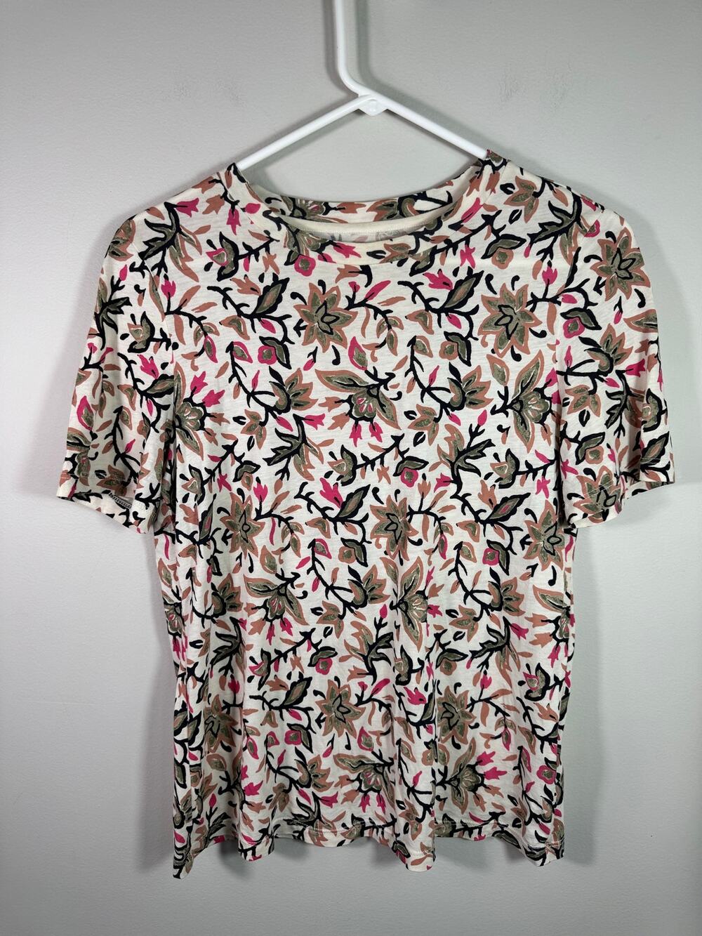 Tory Burch Floral Print Pima Cotton T Shirt Size Small